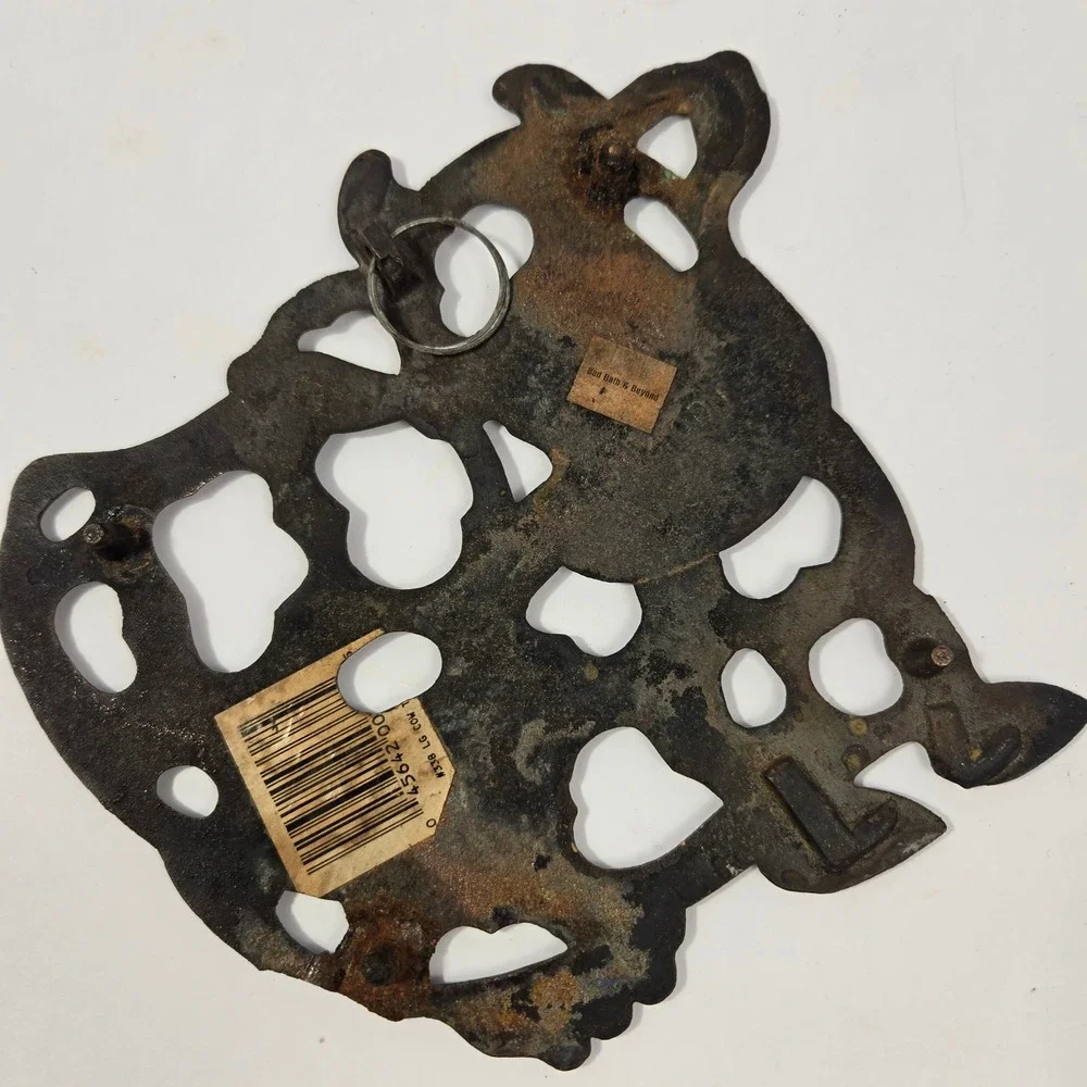 Vintage 1993 Bed Bath & Beyond Metal Cow Trivet / Wall Plaque Farmhouse Decor